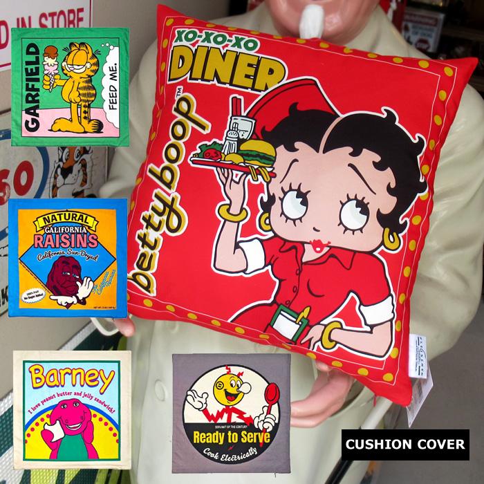 クッションカバー 44×44 正方形 綿100% インテリア 抱き枕 背もたれ 洗える ベティちゃん ガーフィールド アメキャラ アメリカン雑貨 ダブルスリー | ブランド登録なし