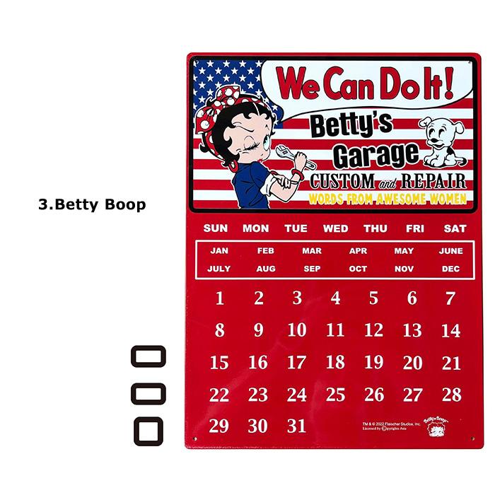 カレンダー 万年カレンダー キャラクター ベティ レディキロ CaliforniaRaisin 看板 インテリアプレート 金属製 アメリカン雑貨 ダブルスリー | ブランド登録なし | 07