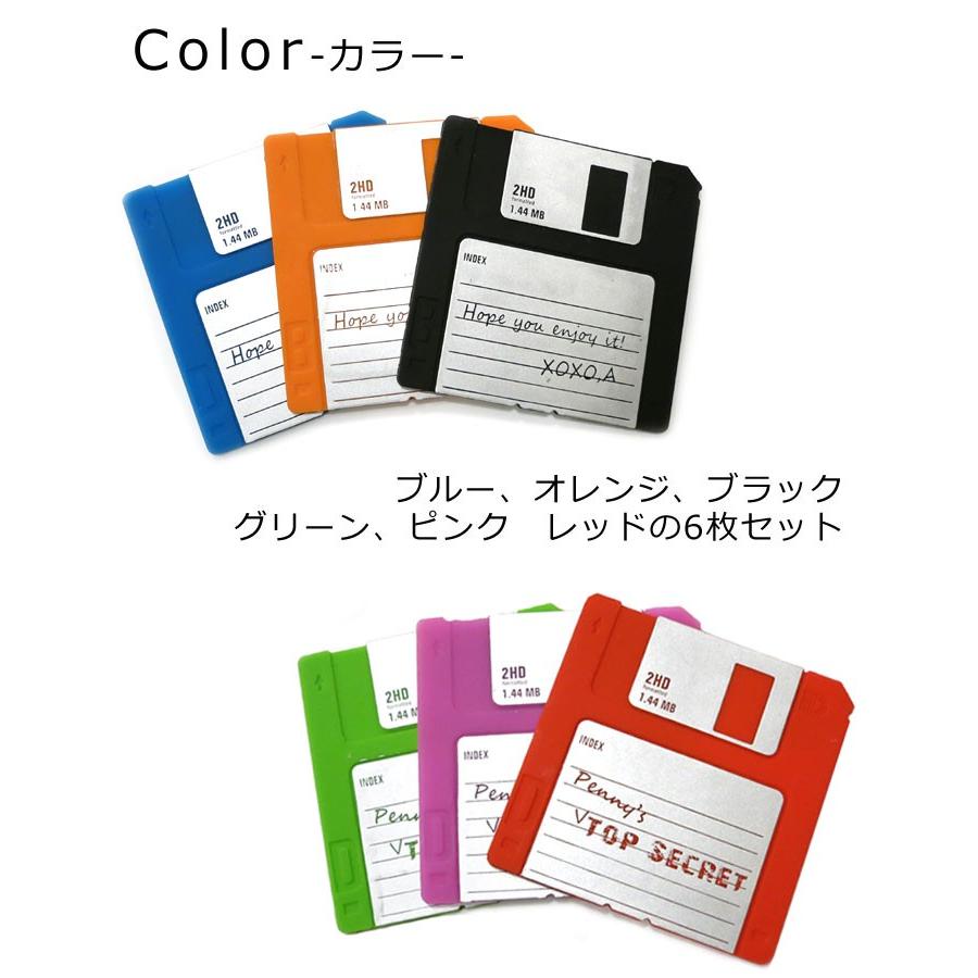 コースター 6枚セット シリコンコースター フロッピー フロッピーディスク おしゃれ コップ置き アメリカン雑貨 デザインコースター キッチン ダブルスリー | ブランド登録なし | 03