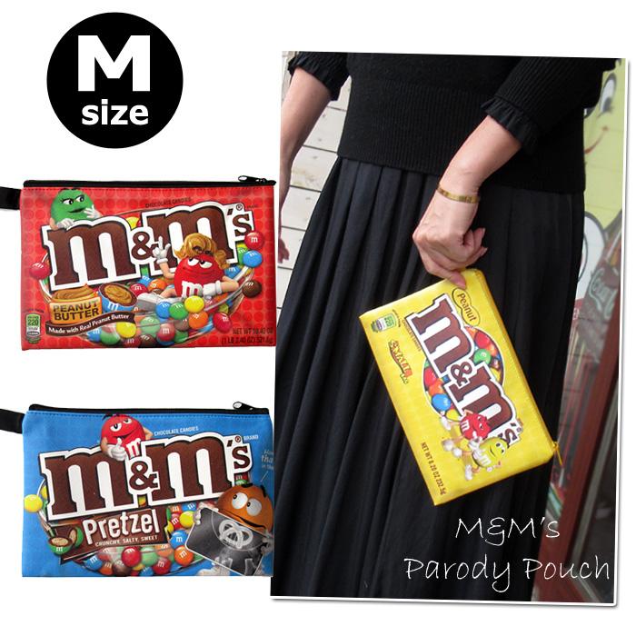 ポーチ Mサイズ フラット M&M's 通帳ケース コスメポーチ 軽い 可愛い スリム 小物入れ トラベルポーチ おしゃれ アメキャラ アメリカン雑貨 ダブルスリー | ブランド登録なし