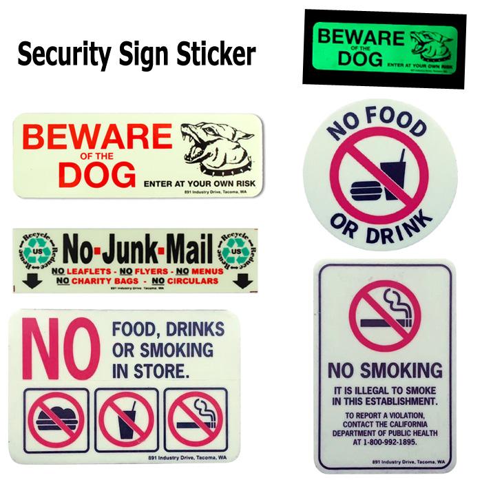 注意喚起ステッカー セキュリティサイン ステッカー 猛犬注意 飲食禁止 チラシ禁止 光る 警告 蓄光 玄関 ガレージ 3M社製 カッコイイ ダブルスリー | 3M