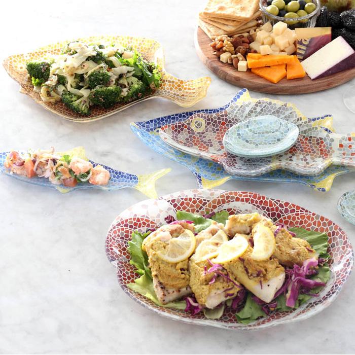 月末限定値下げ！レトロ感が可愛い★オールド バカラ バンブー トレイディッシュ皿 DULTON（ダルトン） ガラス皿 食器 プレート カレイ FLOUNDER モザイク