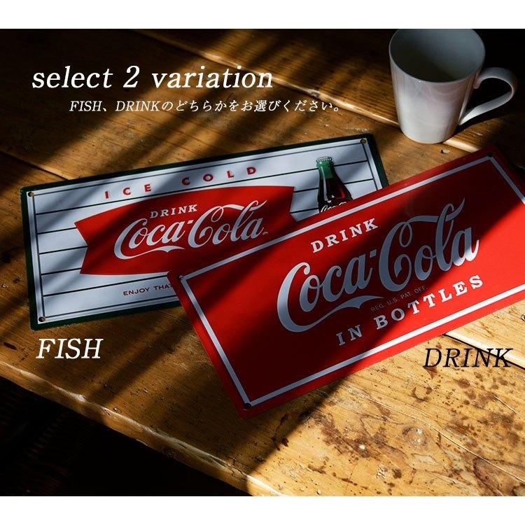 ブリキ 看板 コカコーラ コカ・コーラ ライセンスプレート エンボス加工 アメリカン ボトルデザイン コンツアーボトル DRINK FISH ドリンク フィッシュ｜doublethree｜04