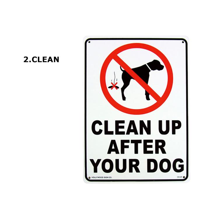看板 サインボード 犬 ドッグサイン 猛犬注意 CLEAN UP 犬許可