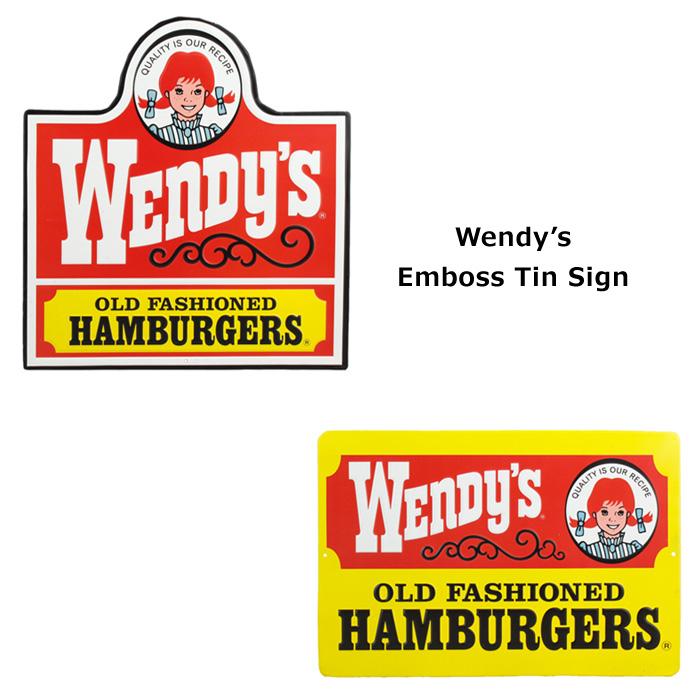 ブリキ看板 アメリカン ガレージ Wendy's プレート レトロ エンボス
