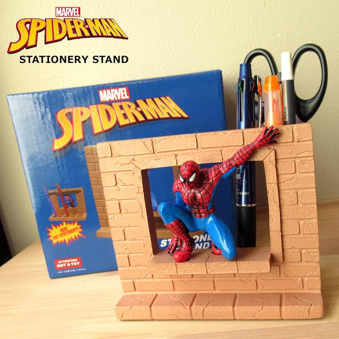 スパイダーマン ペン立て ステーショナリースタンド MARVEL フィギュア 卓上 アメコミ キャラクター グッズ アメリカン雑貨 ダブルスリー | MARVEL