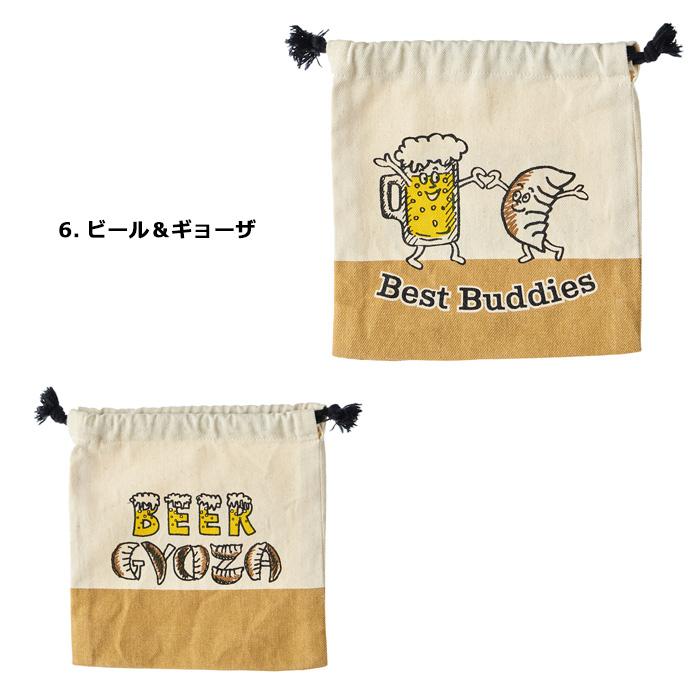 巾着袋 小 きんちゃく 小さめ ユニーク ANDPACKABLE グリーン ブルー サッカー 野球 ピザ コーラ エダマメ ビール ネギマ 大人 プレゼント ダブルスリー | ブランド登録なし | 16