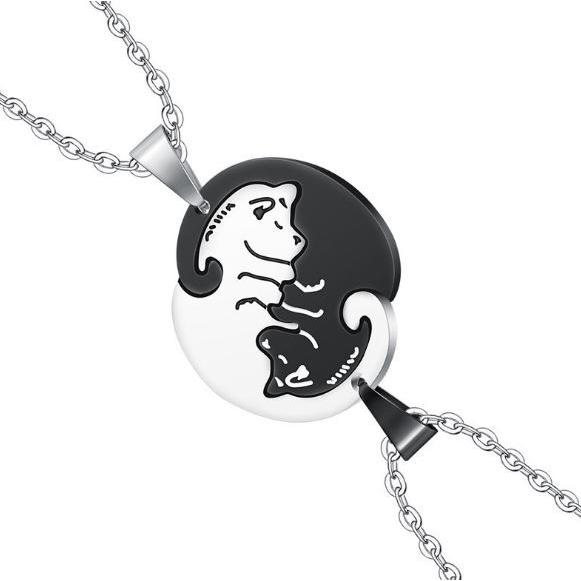 ペアネックレス 犬卍ファッションネックレス 犬好きカップルに ステンレス製 肌に優しいペンダント ブラック シルバー Dou Inu Neckless01 どうぶつだいすきヤフー店 通販 Yahoo ショッピング