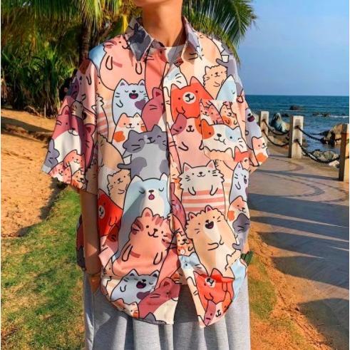 猫柄シャツ ファッションシャツ アロハシャツ ハワイアンシャツ 可愛い おしゃれ 猫好きさんに 男女兼用 ユニセックス 漫画柄 レッド 赤 Dou Nekoshirt Red01 どうぶつだいすきヤフー店 通販 Yahoo ショッピング