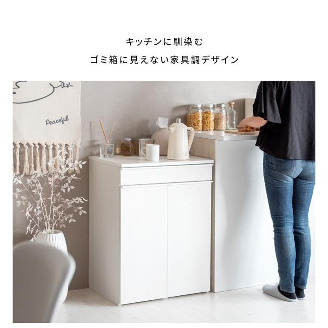 ゴミ箱 45L 45リットル 2分別 分別 ダストボックス ふた付き キャスター付き 幅42cm スリム 木製 木目 おしゃれ キッチン リビング 大容量 北欧 白 ホワイト_1