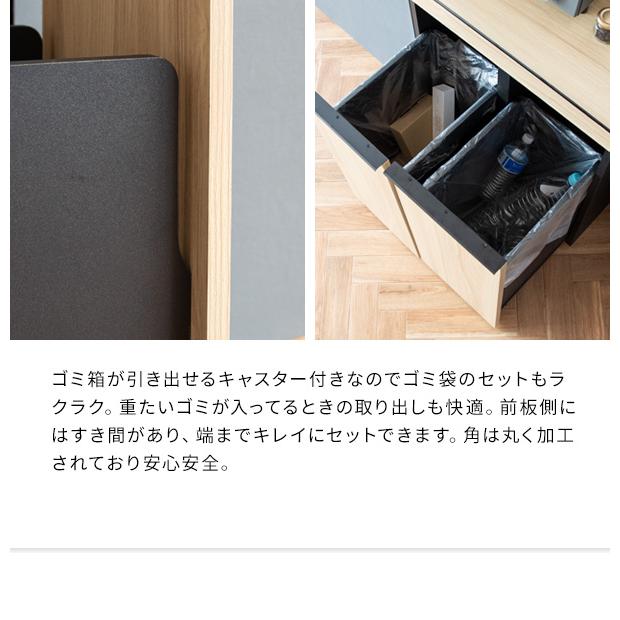 ゴミ箱 45L 45リットル 2分別 分別 ダストボックス ふた付き キャスター付き 幅42cm スリム 木製 木目 おしゃれ キッチン リビング 大容量 北欧 白 ホワイト_9