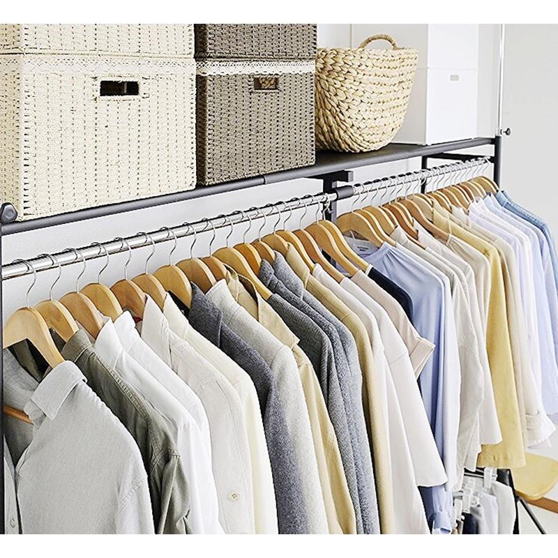 突っ張り ハンガーラック 頑丈 スリム 2段 奥行30 突っ張り式 伸縮 幅