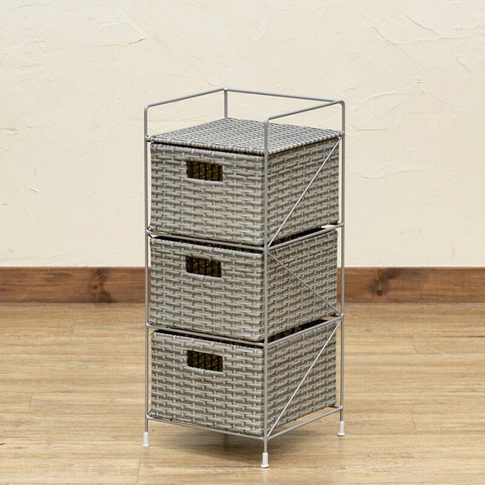 ラタン ランドリーボックス キャビネット チェスト 引出し タオル掛け 北欧