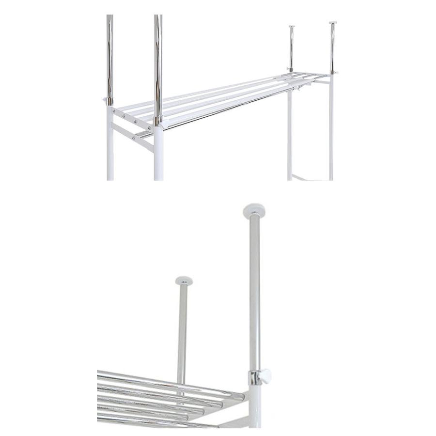 ハンガーラック 突っ張り 2段 頑丈 スリム 収納 棚付き 大容量