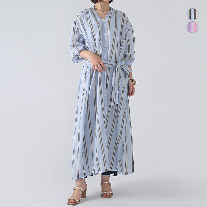 ネット限定ssセール Off Ne Quittez Pas ヌキテパ gh4c Voile Stripe Gown マドラスストライプvネック共布ベルト付ガウンワンピース P2 gh4 Douceharmonie 通販 Yahoo ショッピング