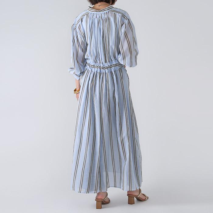 ネット限定ssセール Off Ne Quittez Pas ヌキテパ gh4c Voile Stripe Gown マドラスストライプvネック共布ベルト付ガウンワンピース P2 gh4 Douceharmonie 通販 Yahoo ショッピング