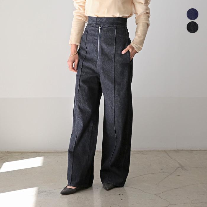 【ネット限定SSセール30%OFF】LIVINGTONE〔リヴィントーン〕LT-BLEK-01BLEK/ハイウエストセンターシームワイドデニムパンツ【☆】