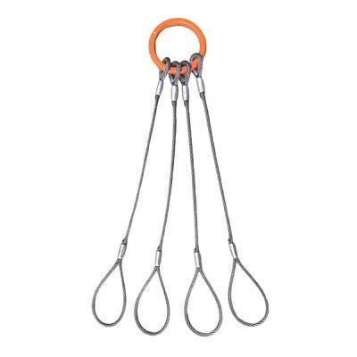 4本吊 片側リング付きワイヤスリング基本使用荷重1.25T用 有効リーチ