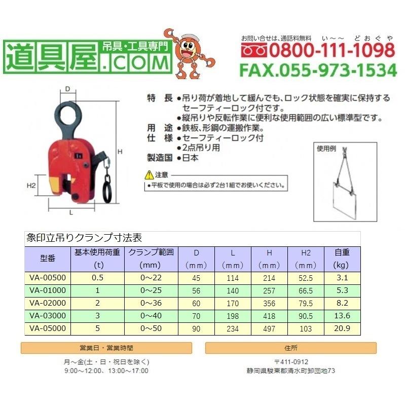 象印 立吊りクランプ（セーフティーロック付） 基本使用荷重3tの画像