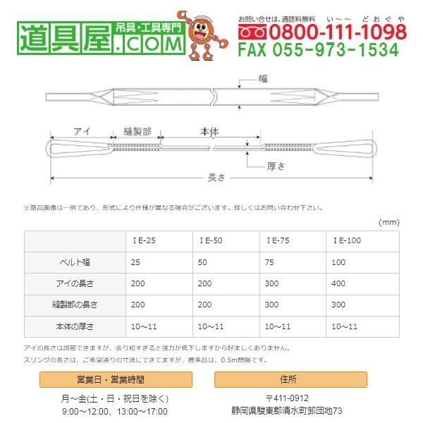 シライ　ケミカルスリング　耐薬品用　両端アイ形　長さ7.5m　2本入　幅50mm