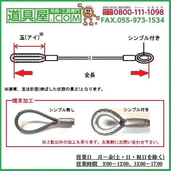 玉掛け　両端圧縮止め　片端シンブル付き　O　径42mm　メッキワイヤー6×37G　最短長1.73m