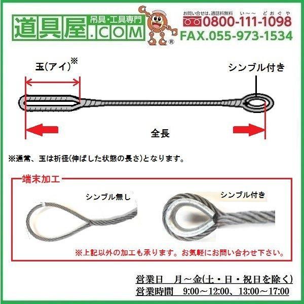 玉掛け　両端編込　片端シンブル付き　径26mm　ワイヤー6×24％　最短長1.87m