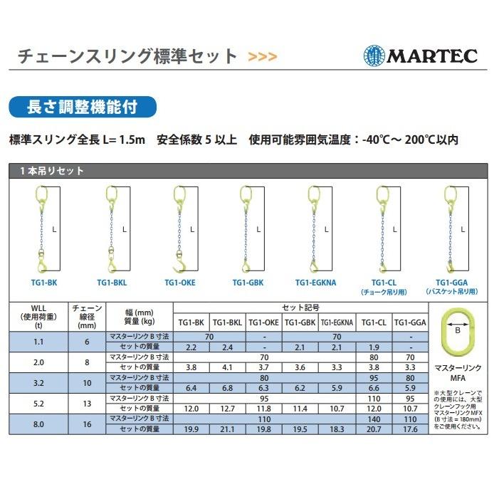 マーテック　一本吊りセット　マスターリング付　長さ調整機能付き　使用荷重3.2t　TG1-GBK10｜dougu-ya｜03