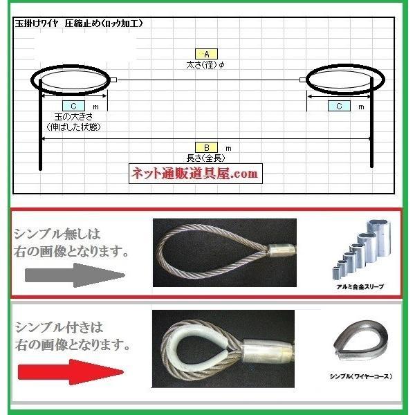 玉掛け 両端圧縮止め鋼芯ワイヤIWRC6XFi29O/O 径12.5mm 長さ1m 玉300mm