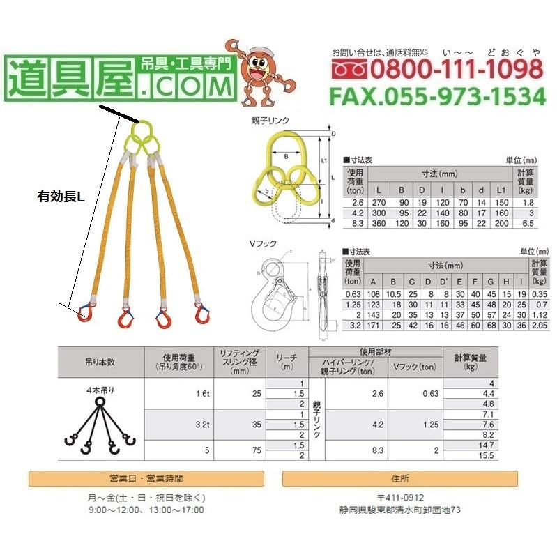 オーエッチ工業　アピックス　JIS1等級　耐薬品ベルトスリング　両端アイ形　幅50mm　長さ1.5m｜dougu-ya｜02