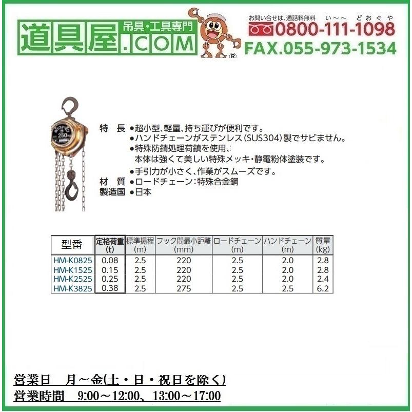 象印　ホイストマン　小型軽量チェーンブロック　定格荷重250kg