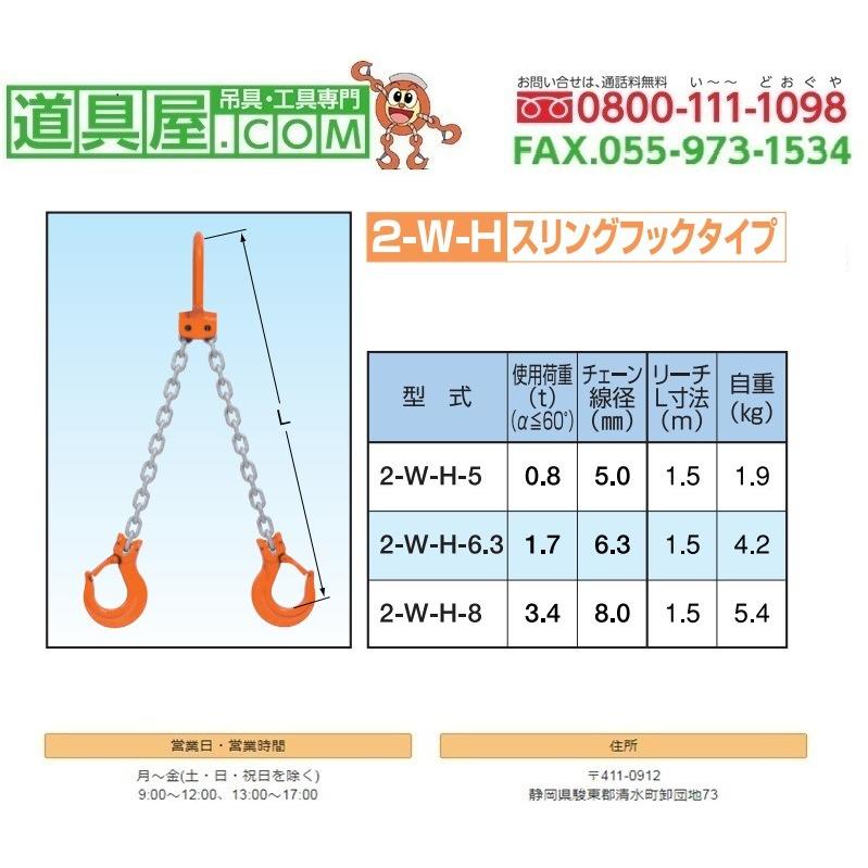 象印　スリングフック付きビンタイプ2本吊りセット　使用荷重1.7t｜dougu-ya｜02