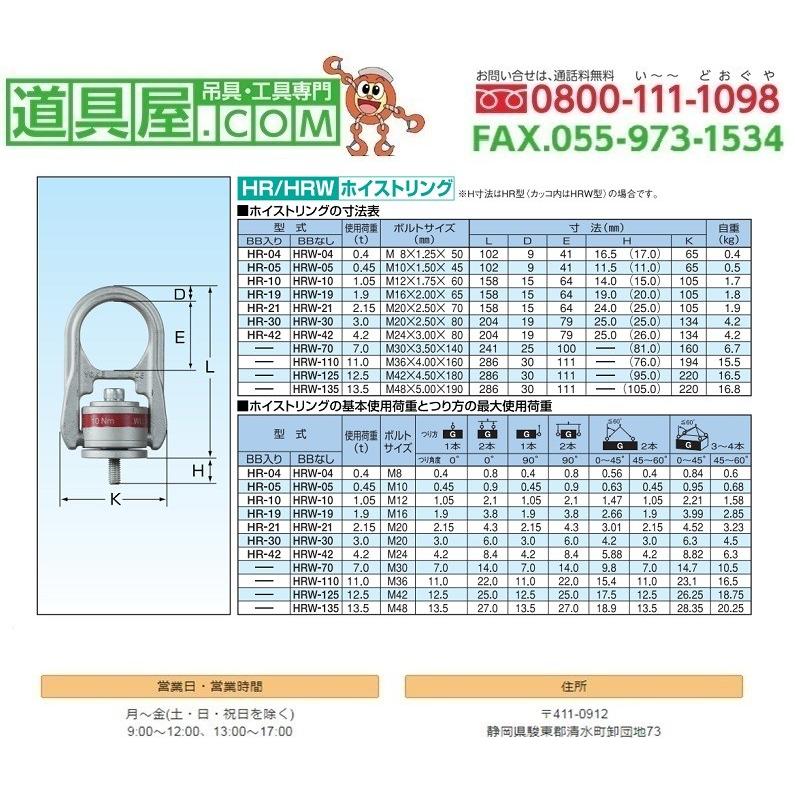 象印　ホイストリング　基本使用荷重1.05t　4個入り