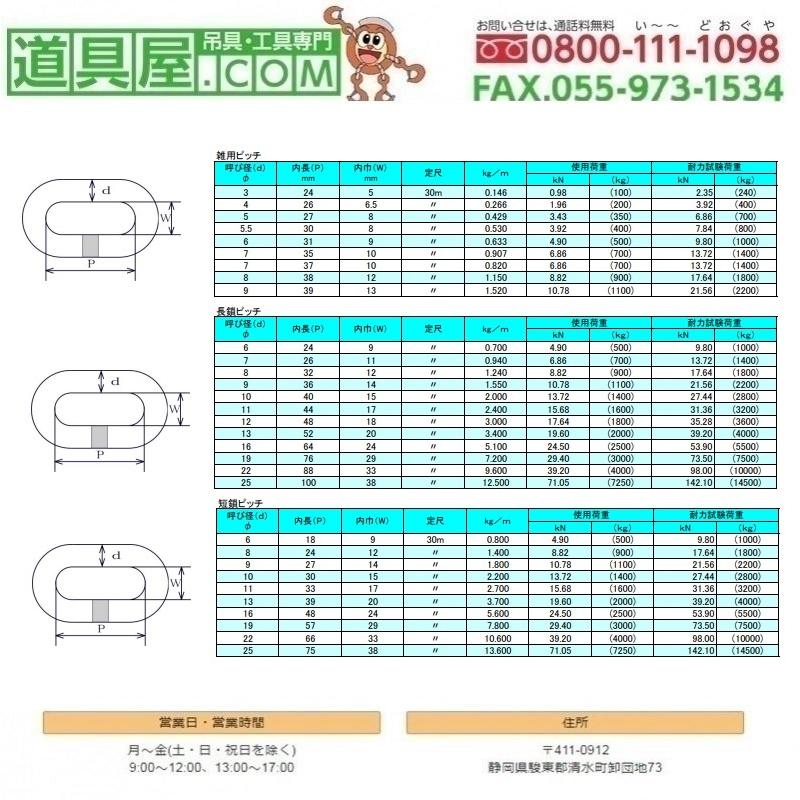 ステンレス　短鎖チェーン　径22mm　長さ25ｍ