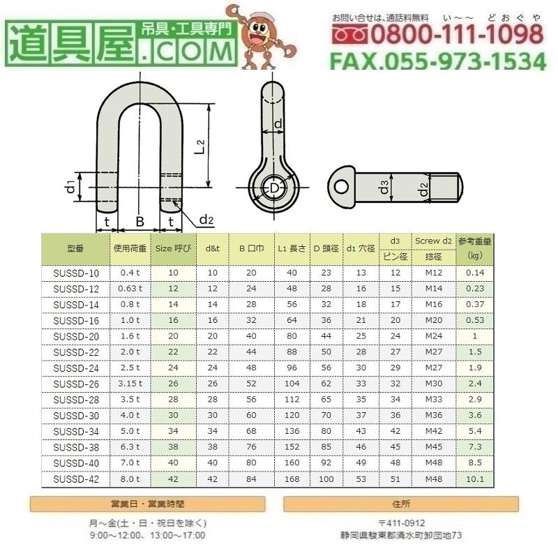 日本JIS規格SDシャックル　ステンレス　M級　使用荷重4.0T_1