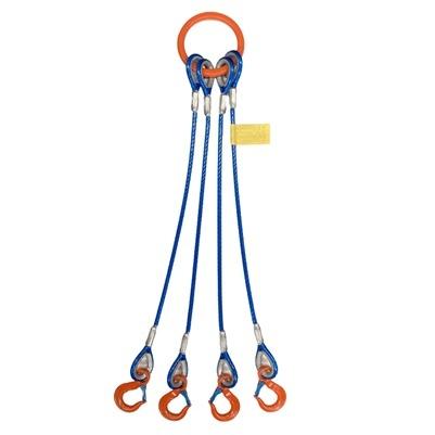 4本吊玉掛カラー被覆付ワイヤーロープスリング　径14mm　長さ4.0m