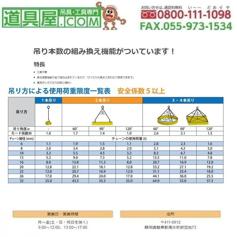 マーテック 吊りの達人TT-SB2 チェーン線径6mm 標準長さ2m フックGBK
