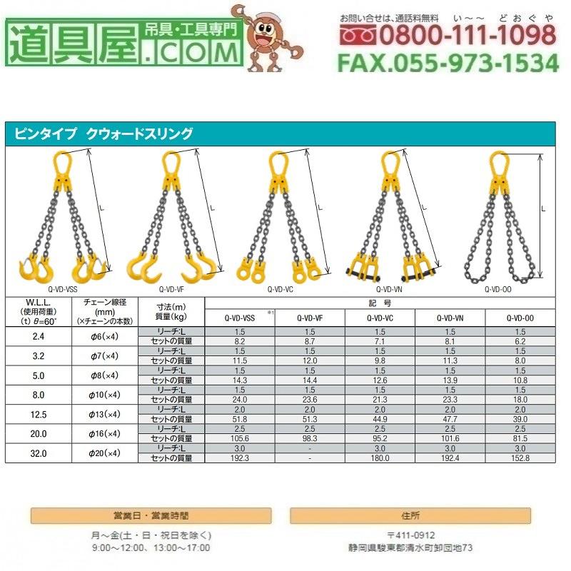 キトー　ピンタイプ　クウォードスリング　使用荷重3.2T