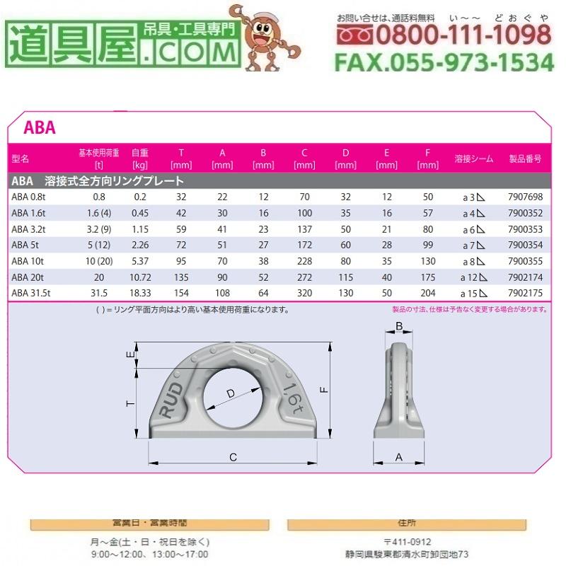 RUD　溶接式全方向リングプレート　使用荷重5.0T｜dougu-ya｜02