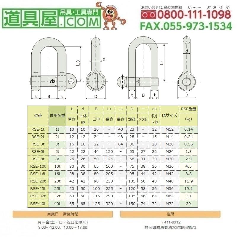 軽量シャックルRSE型25トン 4個 【公式通販】