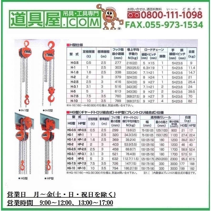 象印（ZOJIRUSHI） H100ギャードトロリ結合式手動チェーンブロック