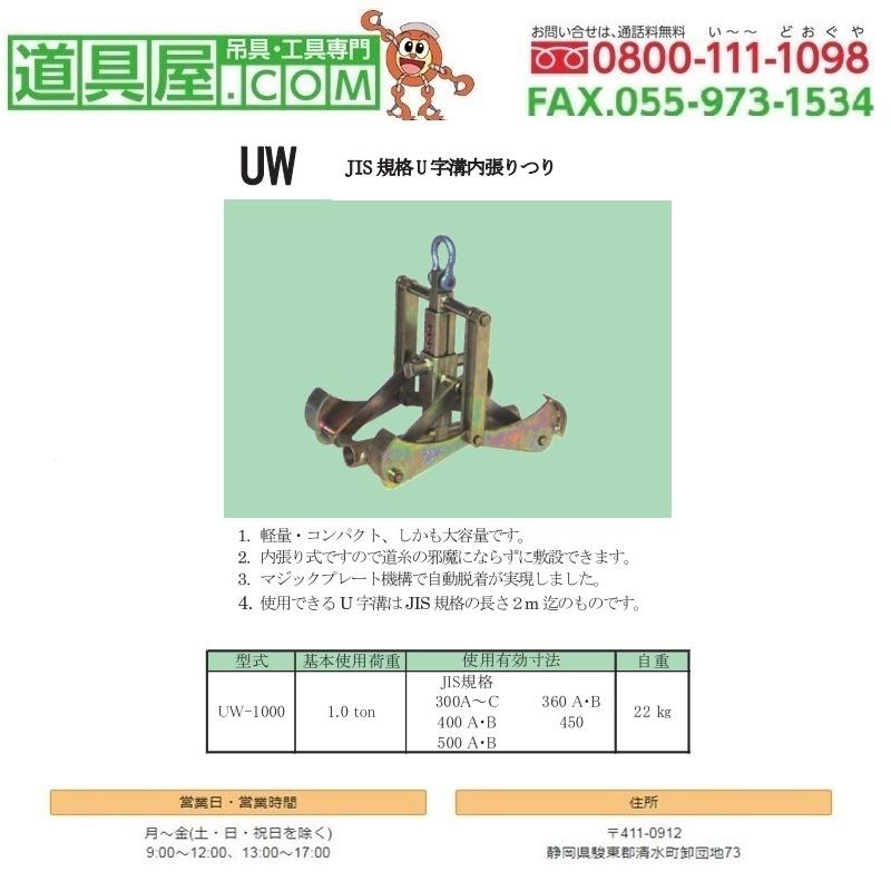 日本クランプ　JIS規格U字溝内張り吊りクランプUW型　使用荷重1.0T