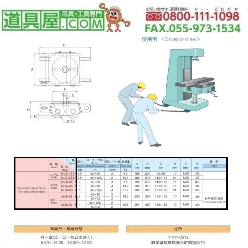 マサダ シングル スチールボディウレタンローラー 使用荷重1.5Tの画像