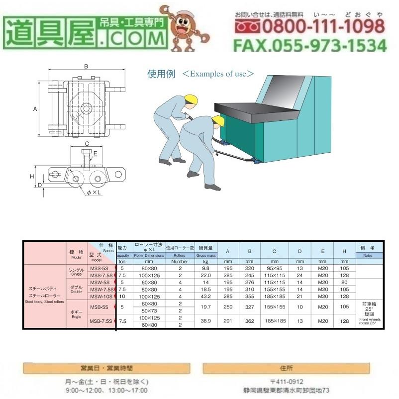 マサダ シングル スチールボディスチールローラー 使用荷重5.0Tの画像