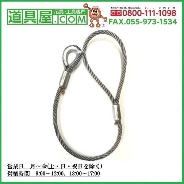 玉掛け　両端圧縮止め　片端シンブル付き　メッキワイヤー6×24G/O　径38ｍｍ　長さ6m