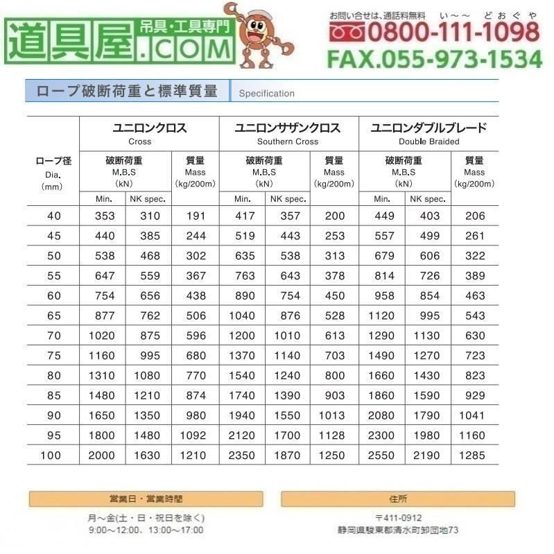 船舶用ロープ ユニロンロープ クロス 径65mm 長さ200メートル巻き