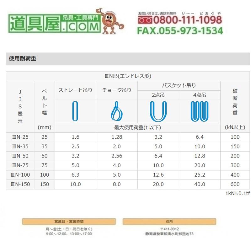 シライ シグナルスリング エコマーク認証商品 S3N エンドレス形 幅50mm