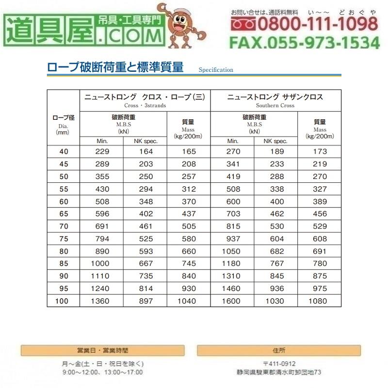 船舶用ロープ ニューストロング クロスロープ 径85m 長さ200m 船舶用ロープ ニューストロング クロスロープ 径85m 長さ200m
