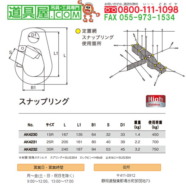 ステンレス製　スナップリング　使用荷重750kg