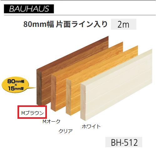 BAUHAUS 木製ベースプレート 80mm幅 片面ライン入り BH-512 長さ：2m