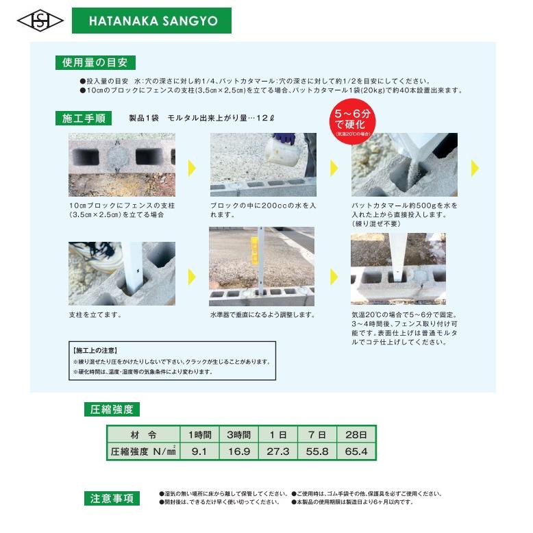 HS　パットカタマール　10kg　練り混ぜ不要　超速硬モルタル　畑中産業　 |  | 02